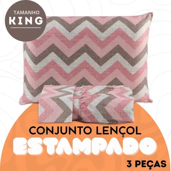Jogo de Lençol King Size Premium Estampado - Microfibra - 3 Peças - Antialérgico - Estampas Sortidas
