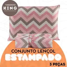 Jogo de Lençol King Size Premium Estampado - Microfibra - 3 Peças - Antialérgico - Estampas Sortidas