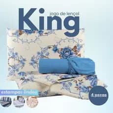 Jogo de Lençol Premium King Size Estampado em Microfibra- 4 Peças - Estampas Sortidas