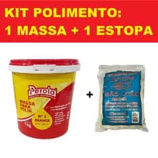 Kit Massa de Polir Base Água N°2 Automotivo Pérola 1kg com estopa
