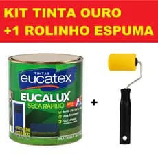 Kit Tinta Ouro Dourado Esmalte Sintético Eucatex Secagem Rápida 900ml 3,6l com rolinho
