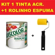 Kit Tinta Látex Acrílico Lukscolor Premium Fosco Branco ou Preto 3,6lt 900ml