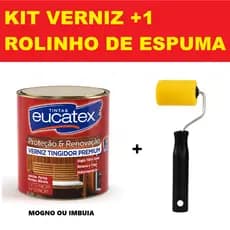 Kit Verniz Marítimo Incolor ou Tingidor Imbuia Mogno brilhante para madeira Eucatex 900ml e 3,6LT