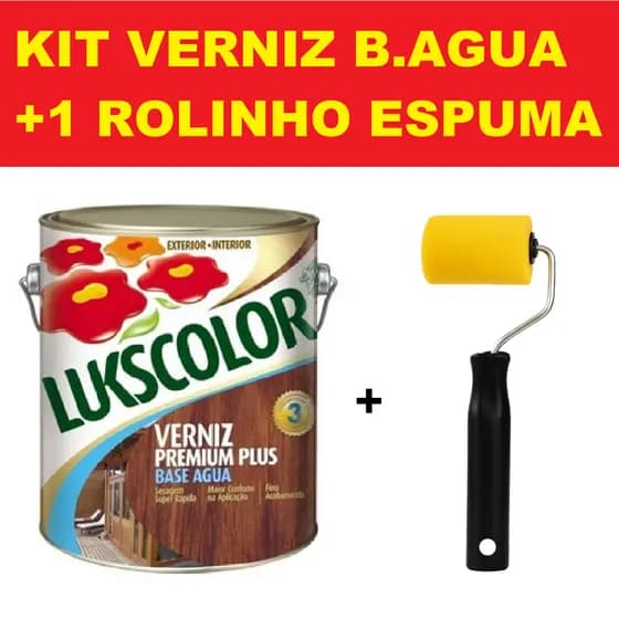 Kit Verniz Base Água Madeira Incolor Brilhante Interior Lukscolor 900ml e 3,6L