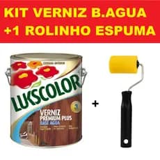 Kit Verniz Base Água Madeira Incolor Brilhante Interior Lukscolor 900ml e 3,6L