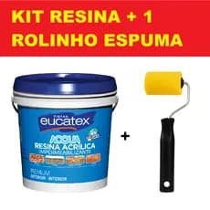Kit Resina Acrílica Base de Água Eucatex Incolor Cerâmica 900ml 3,6lt com um rolinho