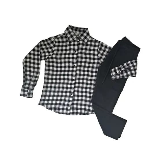 Conjunto 2 Peças Infantil Menino Camisa Xadrez Manga Longa E Calça Sarja Skin - Festa Junina