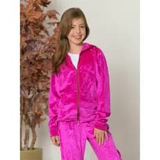 Conjunto Infantil Juvenil Feminino de Veludo com Capuz
