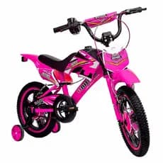Bicicleta Infantil Aro 16 Rosa, Moto Cross Aro 16 Freio Duplo até 50kgpara Criança Feminina