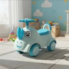 Andador Infantil Rinoceronte Azul Para Bebê Com Volante Educativo 12 Meses