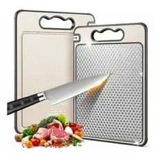 Tábua de Corte Cortar Carne Cozinha Antibacteriana Higiênica Premium em Aço Inox 304 Legitimo
