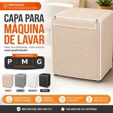 Capa Para Máquina de Lavar Forrada P M G Com Zíper Ou Abertura Superior Lavadora