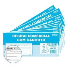 Recibo Comercial com Canhoto 50 Folhas 199x89mm Bloco de Recibo Papel