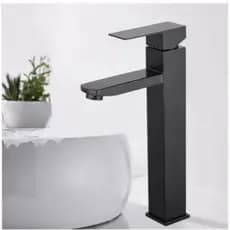 Torneira Cascata Alta Banheiro Monocomando Cuba Preto Fosco. - UTILAR