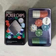 Kit com 100 fichas de Poker Chips - Com Dealer - Jogo Poker Profissional Texas Omaha