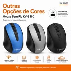 Mouse Sem Fio Inova KV-8580 Wireless USB 10 Metros Ergonômico para Notebook e PC