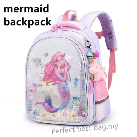 Mochila Sereia Para Mulher Olá kitty Bolsa Escolar Meninas Crianças Implorar sekolah Com Concha À Prova D'água bagpack I