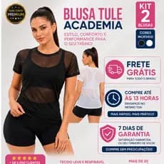 2 Blusa Tule Feminina Academia FITNESS Premium Respirável e Confortável Elegante