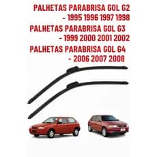 Limpador de parabrisa dianteiro palhetas silicone GOL G2 1995 A 1999; G3 1999 A 2005; G4 2006 A 2008