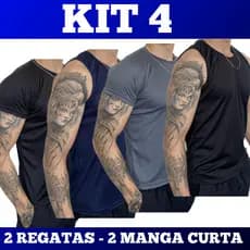 Kit 4 ( 2 camisetas regatas e 2 camisetas manga curta)