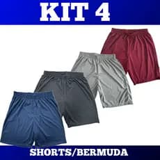 KIT 4 - Short Calção Bermuda Masculina - Futebol Corrida Academia Piscina Praia Casual Lazer