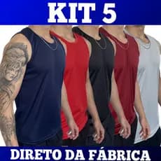 KIT 5 Regata Dry Fit Masculina - Casual - Treino - Academia - Esportes - Exercícios - Corrida