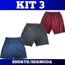KIT 3 - Short Calção Bermuda Masculina - Futebol Corrida Academia Piscina Praia Casual Lazer