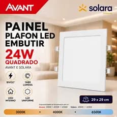 Painel Plafon Avant Led Embutir 24w Luz Branco Frio Neutra Quente 6500k 4000k 3000k