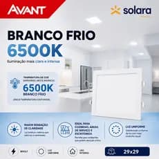 Painel Plafon 24W Quadrado Embutir Led 6500K Branco Frio Alta Luminosidade Avant Solara