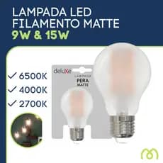Lâmpada LED Pera Matte Filamento E27 9W 15W 6500K 4000K  2700K Branco Frio Neutro Quente Econômica