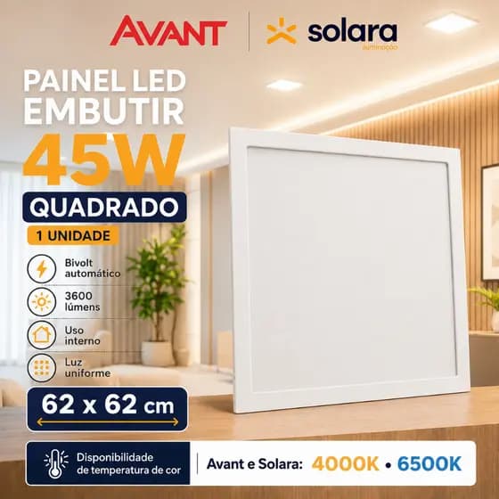 Painel Plafon Led Quadrado Embutir 45w 62x62 Luminária Modular 6500K Branco Frio 4000K Branco Neutro
