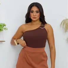 Blusa Regata Feminina Ribana Canelada Premium Manga nula ombro Só com Fivela Orgânica Tendência