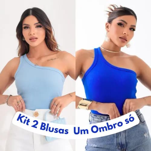 Kit 2 Blusas Feminina Nula Manga Ribana Canelada Algodão Mula Manca Ombro Só Básica Social Elegante