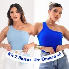 Kit 2 Blusas Feminina Nula Manga Ribana Canelada Algodão Mula Manca Ombro Só Básica Social Elegante