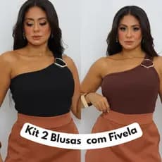 Kit 2 Blusa Regata Feminina Ribana Canelada Premiu Manga nula ombro Só com Fivela Orgânica Tendência