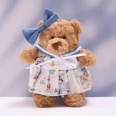 Para Roupa de Urso Barcelona de 12cm: Vestido de Marinheiro com Estampa Oceânica e Laço Azul, Acessórios Fofos para Urso