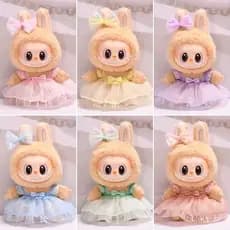Acessórios de Roupa para Boneca Labubu 17cm, Vestido de Tule com Brilhos, Moda Kawaii para Amantes de Brinquedos