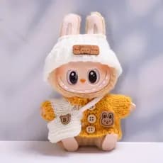 Roupa para Boneca Labubu 17cm, Tricô com Bolsa de Urso, Estilo Inverno Acolchoado para DecoracÃo e Colecionadore