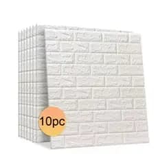 KIT 10 Placas Adesiva TIJOLO BRANCO 3D - 70x77cm