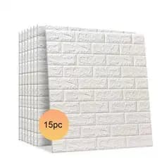 KIT 15 Placas Adesiva TIJOLO BRANCO 3D - 70x77cm