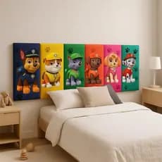 Cabeceira Infantil Estampada Decorativa de Cama Box Queen Casal Modular Auto Colante