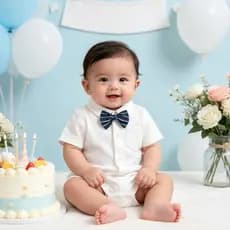 Macacão Branco Para Bebê Menino 3 6 Meses Cavalheiro De Manga Curta Roupa Batismal Recém-Nascido Roupas De Batizado Casu
