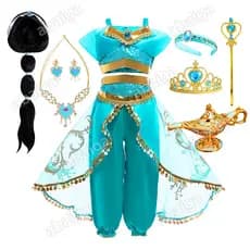 Disney Princesa Jasmim Traje Para Crianças Meninas Roupa Das Aladdin A Lâmpada Mágica Cosplay Tema Festa De Aniversário