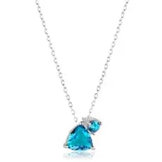 Colar Gargantilha Corrente Prata 925 Aquamarine Zirconias