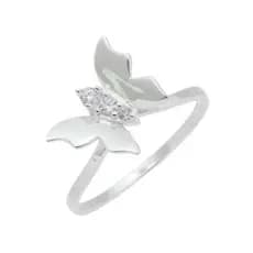 Anel de Prata Borboleta com Zircônia Cristal