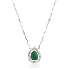 Colar de Prata 925 luxo com Gota cravejada em zircônia