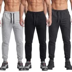 Kit 3 Calça Moletom Masculina Peluciada Com Bolso Jogger Skinny Lisa Estiloso