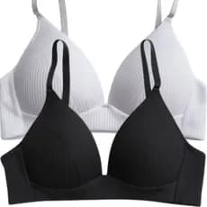 Kit 2 Sutiã Top Canelado Feminino Sem Aro Com Bojo Soft Confort Molinho Macio Sustentação