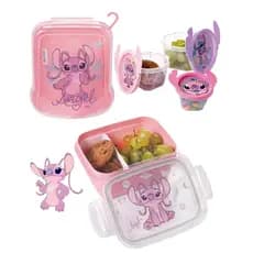 Potes Kit Angel Plasutil Marmita Divisória 3 Potes Sanduicheira Infantil Fofo Escolar Lanche