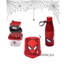 Kit 3 potes Garrafa Sanduicheira Infantil Homem Aranha Plasútil Lancheira Escola Lanche escolar